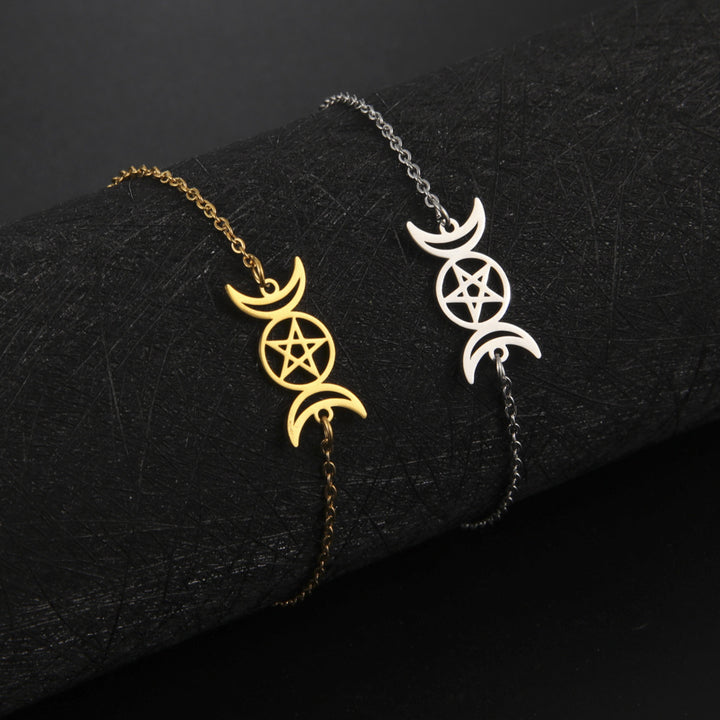 Simple Double Crescent Pentagram Bracelet