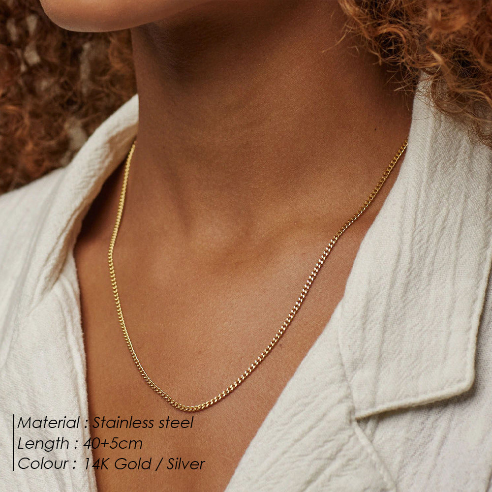 Collier classique en acier inoxydable pour hommes et femmes