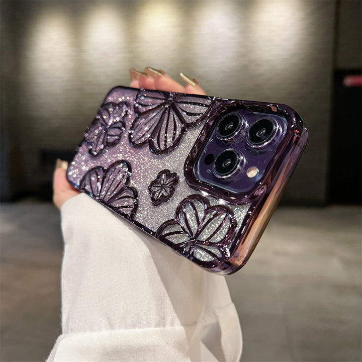 Fleur de paillettes électroplasante adaptée à la coque douce du boîtier de téléphone