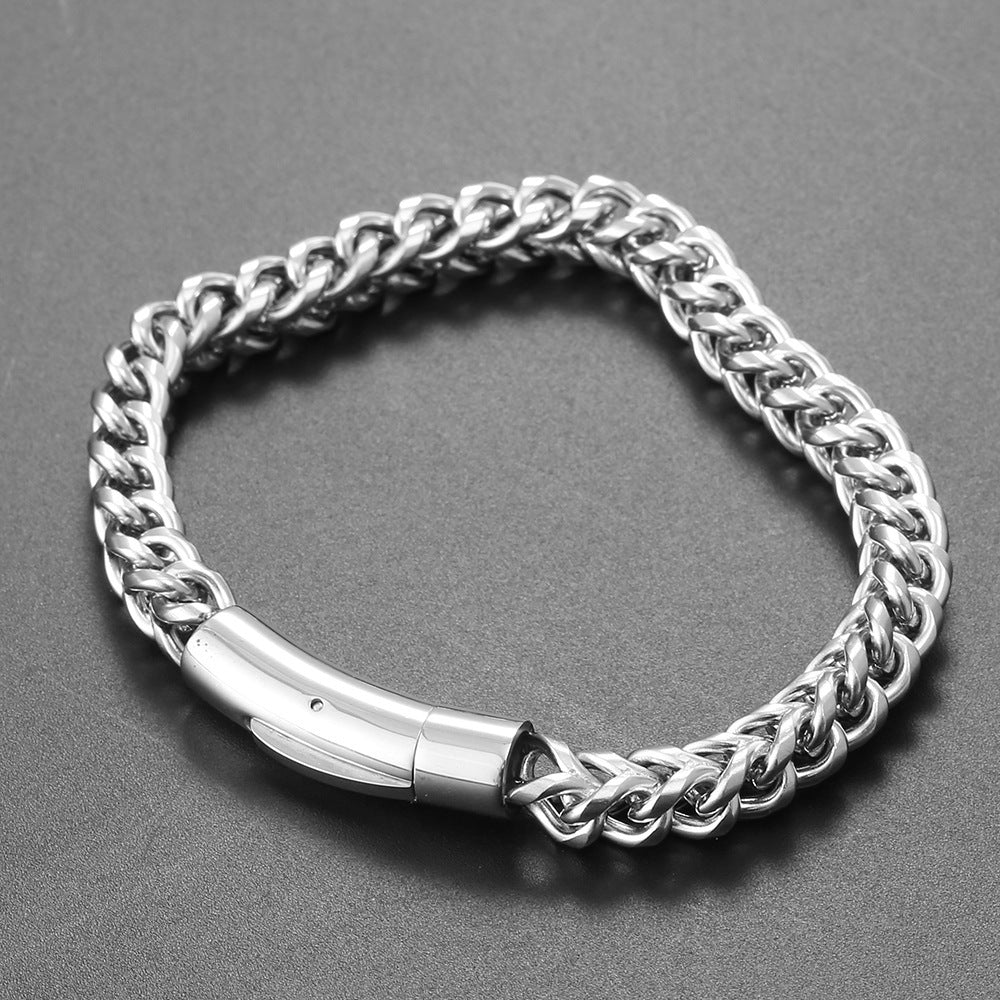 European Hip Hop Titanium Steel Bracelet Spring Snap Button