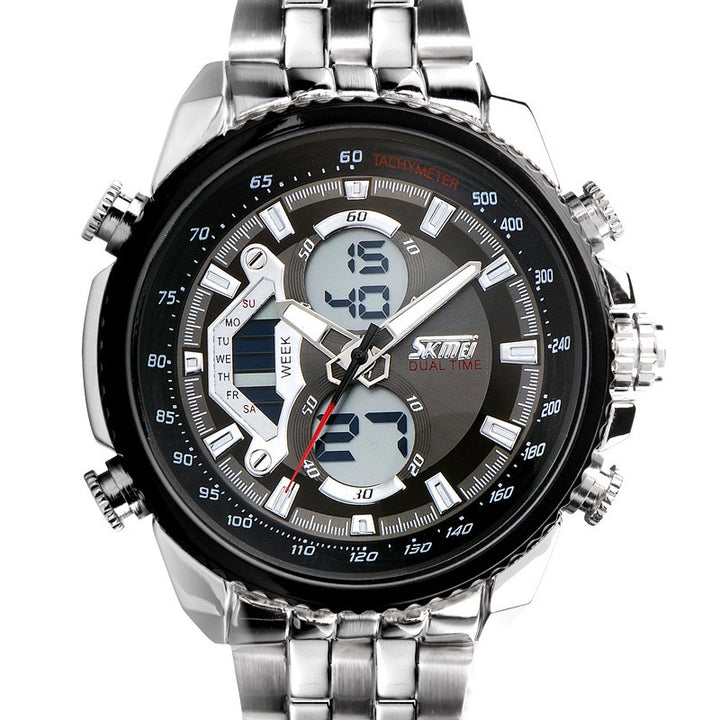 Men's Steel Belt Diving Fashion Personality And Versatility Male Student Sports Electronic Watch