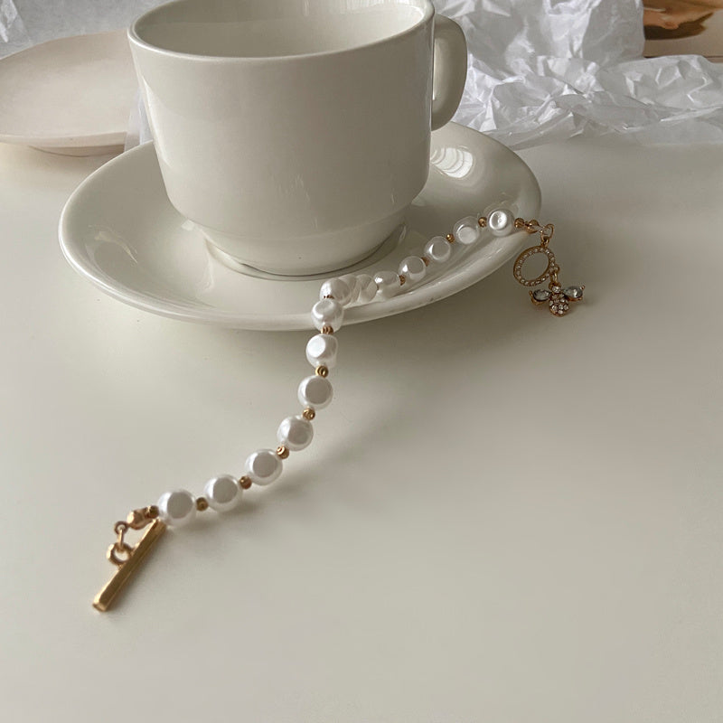 Pulseira de pingente de pérola de pedra natural clássica para mulher requintada nova lucky puxleta de bracelete para presente de luxo jóias de luxo