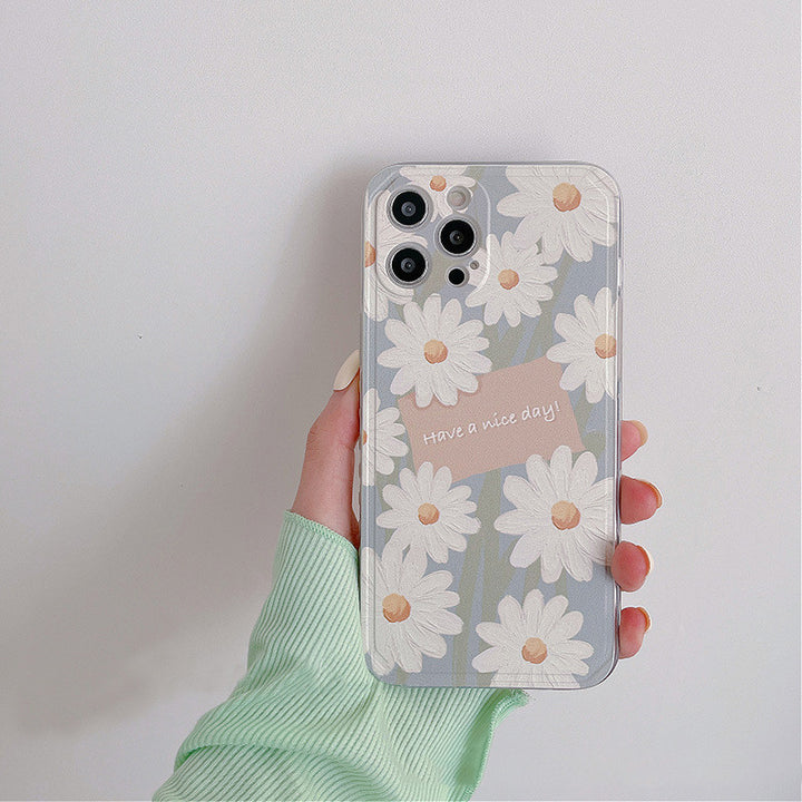 Transparent Side Oil Painting Daisy Silicone Phone Case