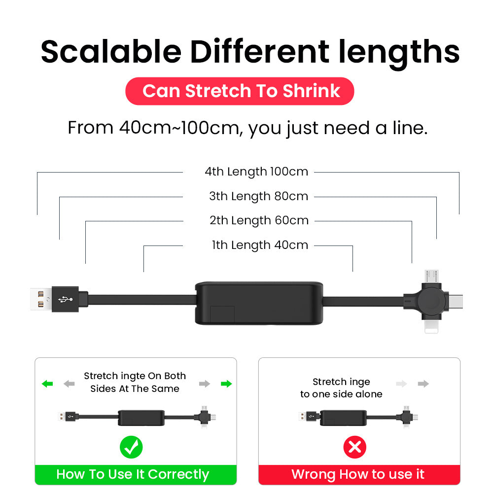4 en 1 Câble USB rétractable créatif Macaron Type C Micro Cable pour i Téléphone avec téléphone Téléarine Charge Données Ligne de stockage Câble