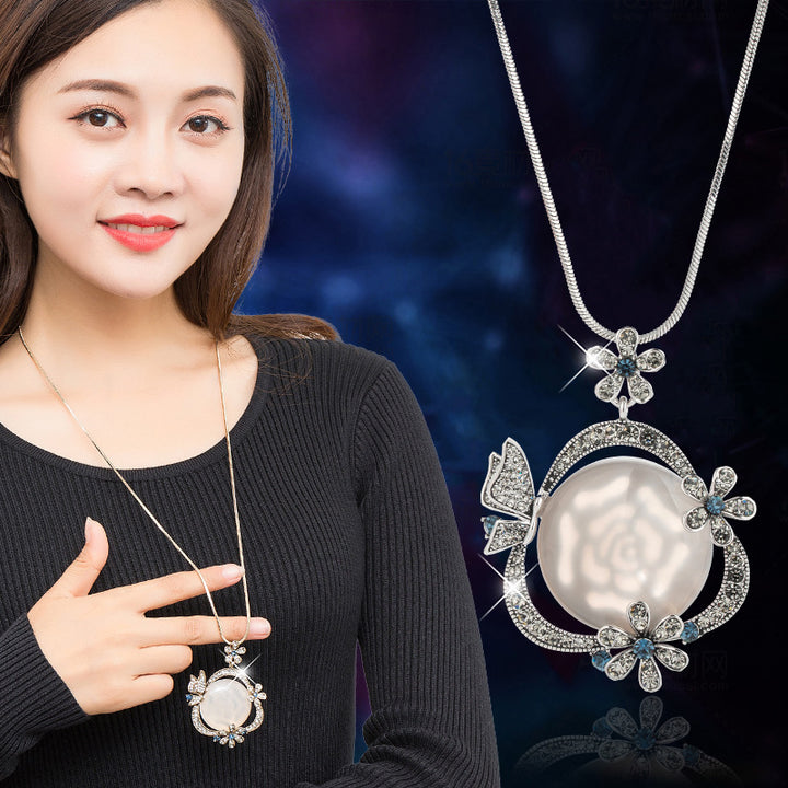 Women's Crystal Sweater Chain Long Pendant accessoires