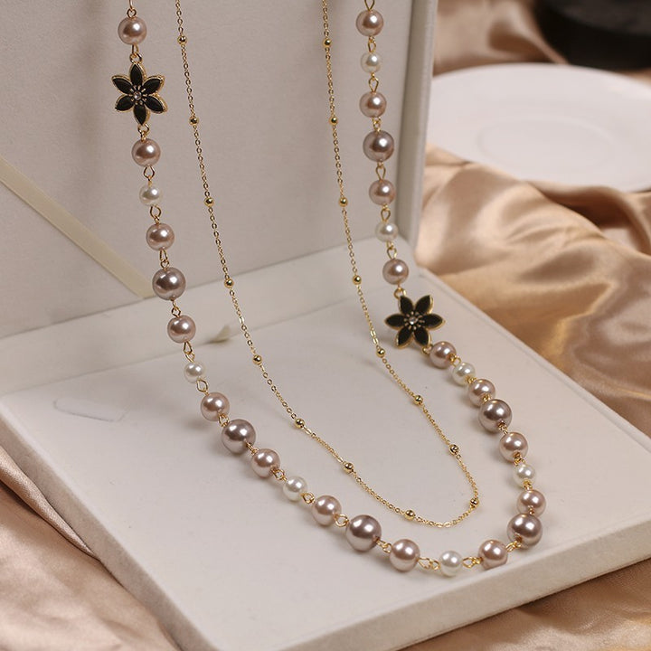 Klassisk stil Pearl Flower Sweater Chain