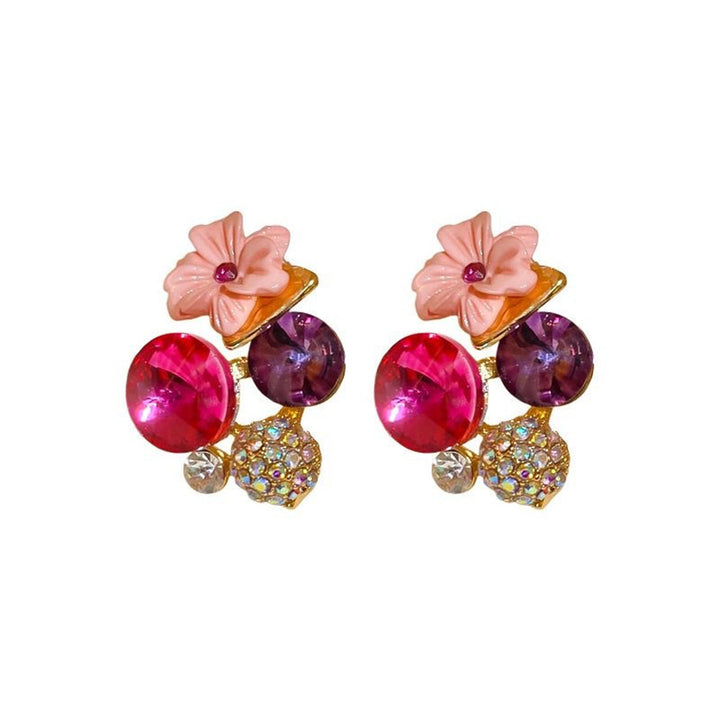 Couleur de couleur vintage Mode d'oreilles de goujons de fleurs de diamant