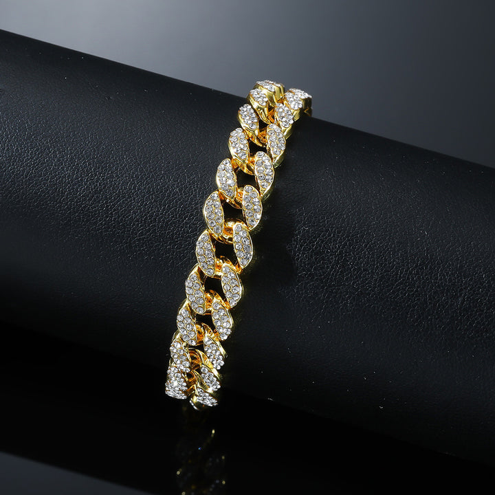 Male Creative Versatile Full Diamond Cuban Chain Foot Chain