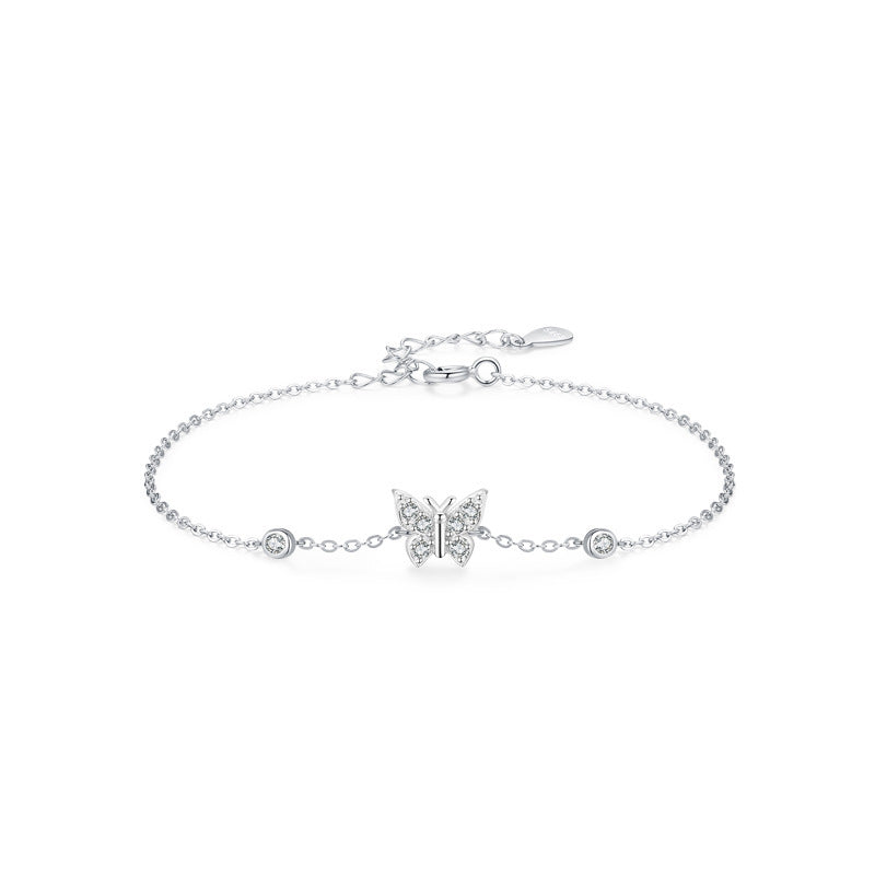 S925 Bracelet de papillon coeur aimant Sanding Silver Sweet