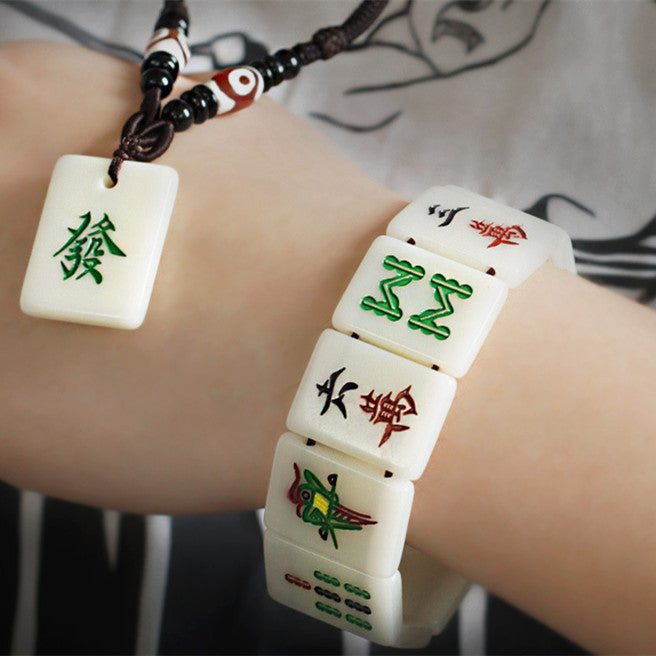 Pulsera acrílica del elástico mahjong