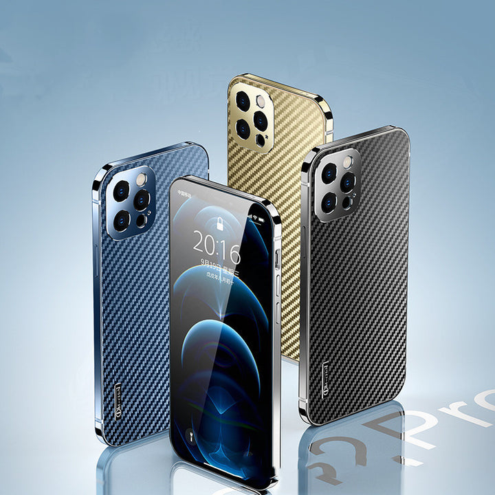 Stainless Steel Carbon Fiber Pattern Phone Case Thin Drop Resistant