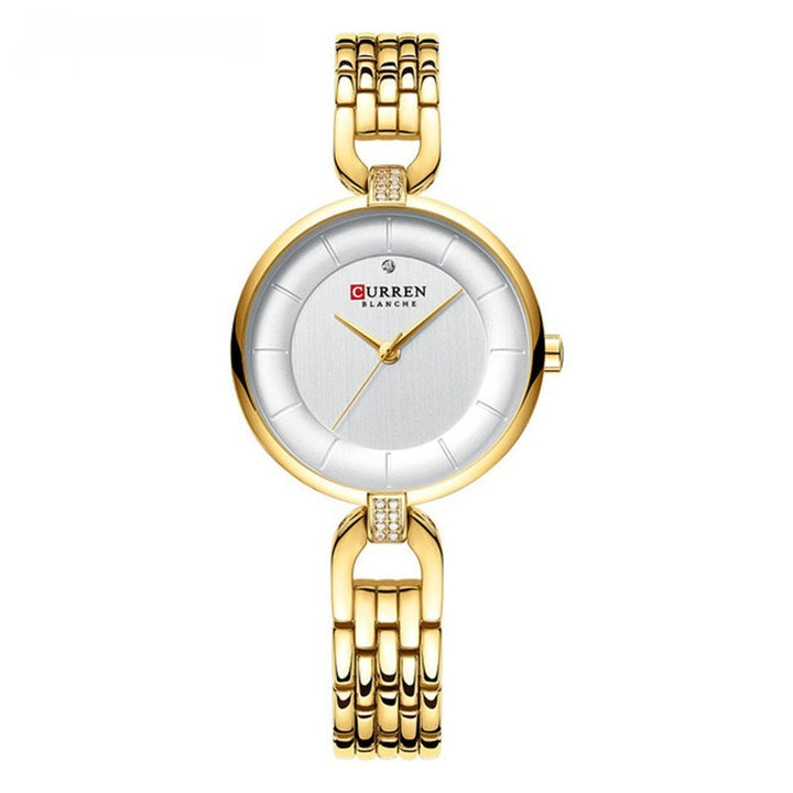 Moda Women's Rhinestone Watch de cuarzo impermeable.