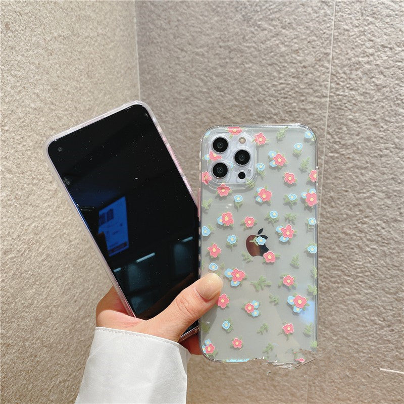 Compatible avec un petit étui de téléphone floral à côté x xr Modèles féminins en silicone transparent 8plus