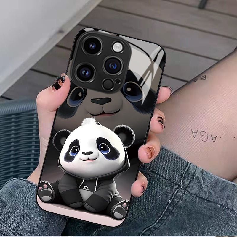 Panda telefoonhoesje schattige cartoon nationale schat glas harde case