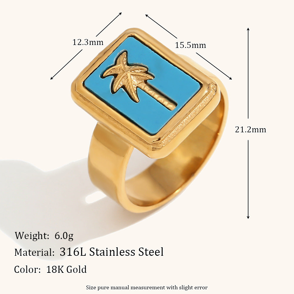 Europe And America Cross Border Hot Sale Fashion Simple Titanium Steel Plated 18K Ring