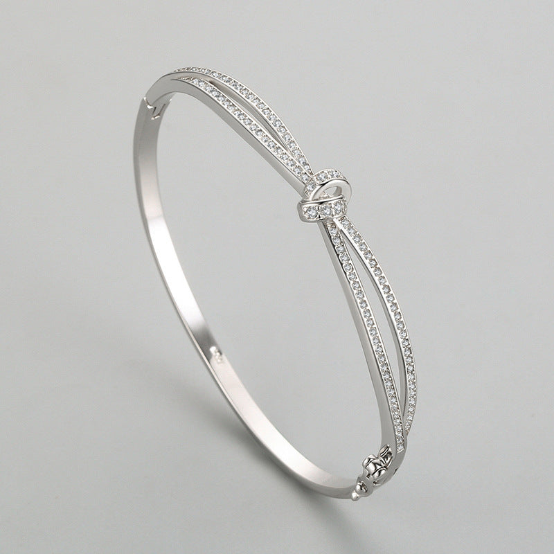 Kobiety damskie i zaczepki Otwórz srebrną bransoletkę Diamond S925