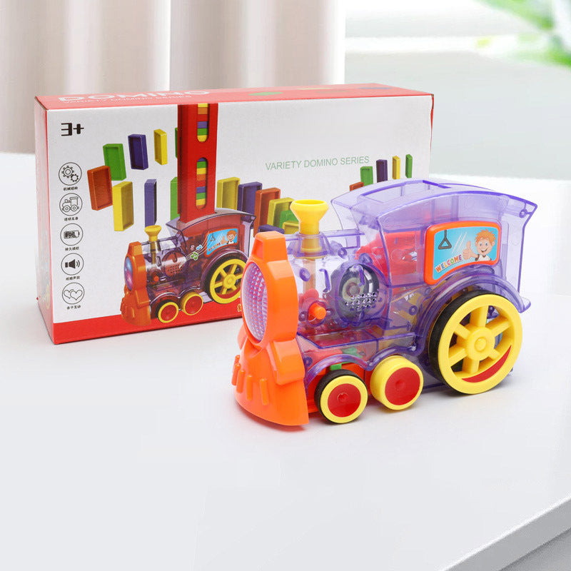 Domino Train Toys Baby Toys autó puzzle automatikus kiadás engedélyezése elektromos építőelemek vonatjáték