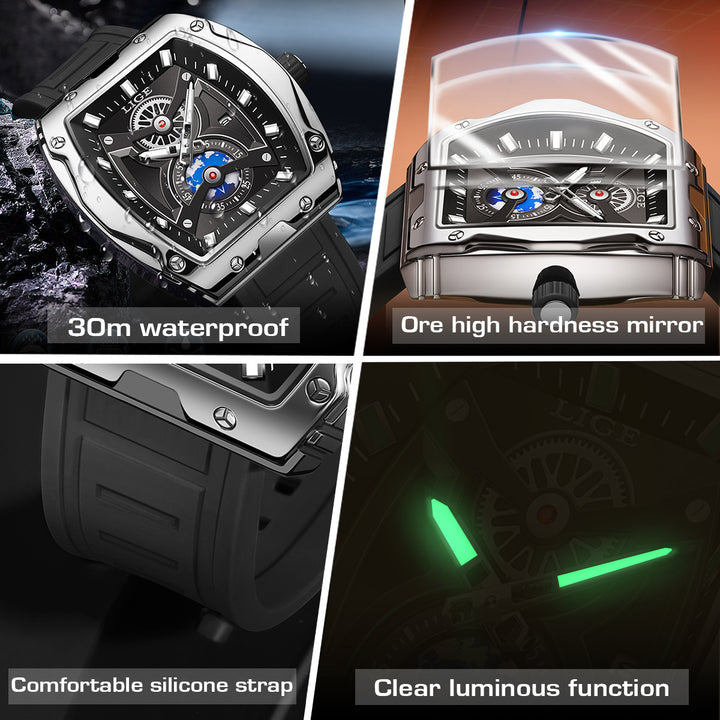 Nicho Tonneau Watch Men's Business Doméstico Luminoso Impermeable