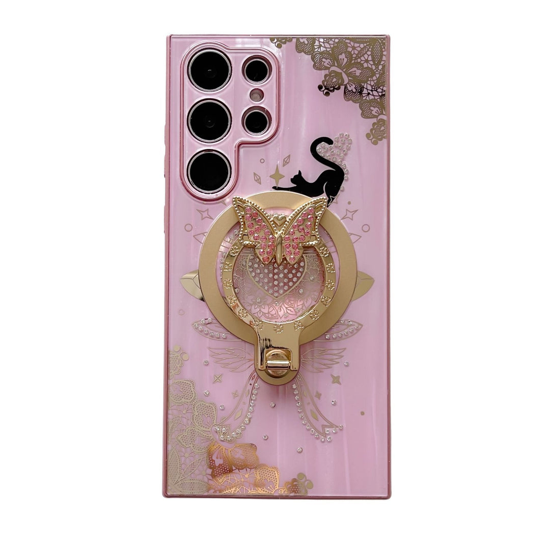 Minimally Designed Diamond Encrusted Butterfly Stand Phone Case