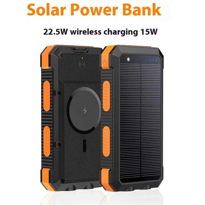 Solar Magnetic Wireless Charger Power Bank 20000 mA Iluminação ao ar livre à prova d'água