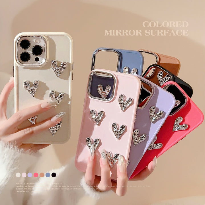 Pleated Metallic Electroplating Heart Mobile Phone Shell