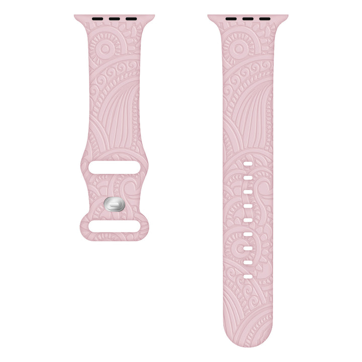 Laser Carved Embossed Cashew Printed Silicone Strap