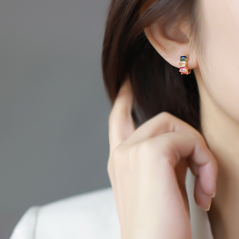 Fashion Personality Color Zircon Earrings For Women