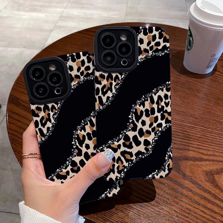 Nicho de leopardo em estojo de telefone resistente ao padrão vertical
