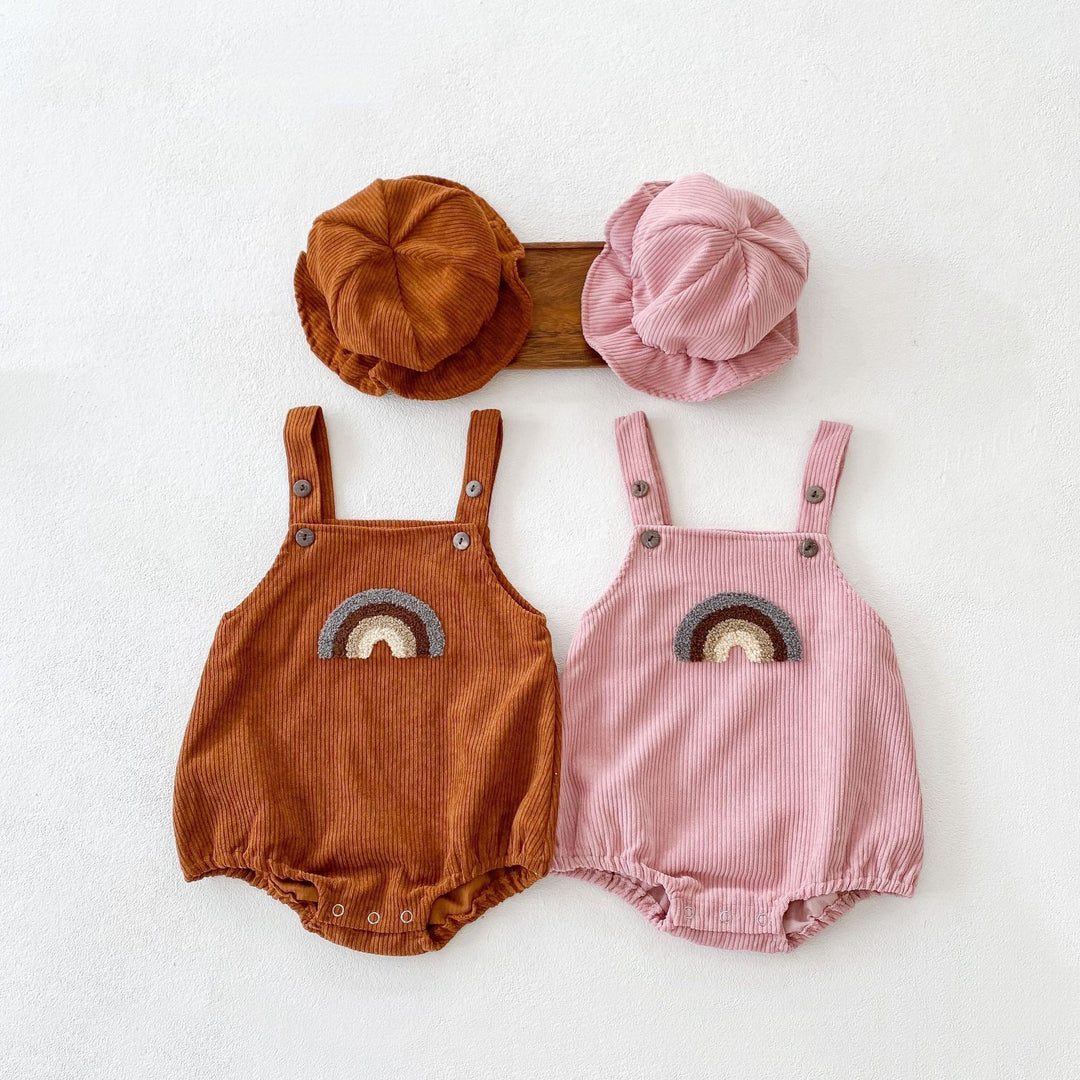 Male And Female Baby Corduroy Rainbow Sling Romper Bag Fart Clothes