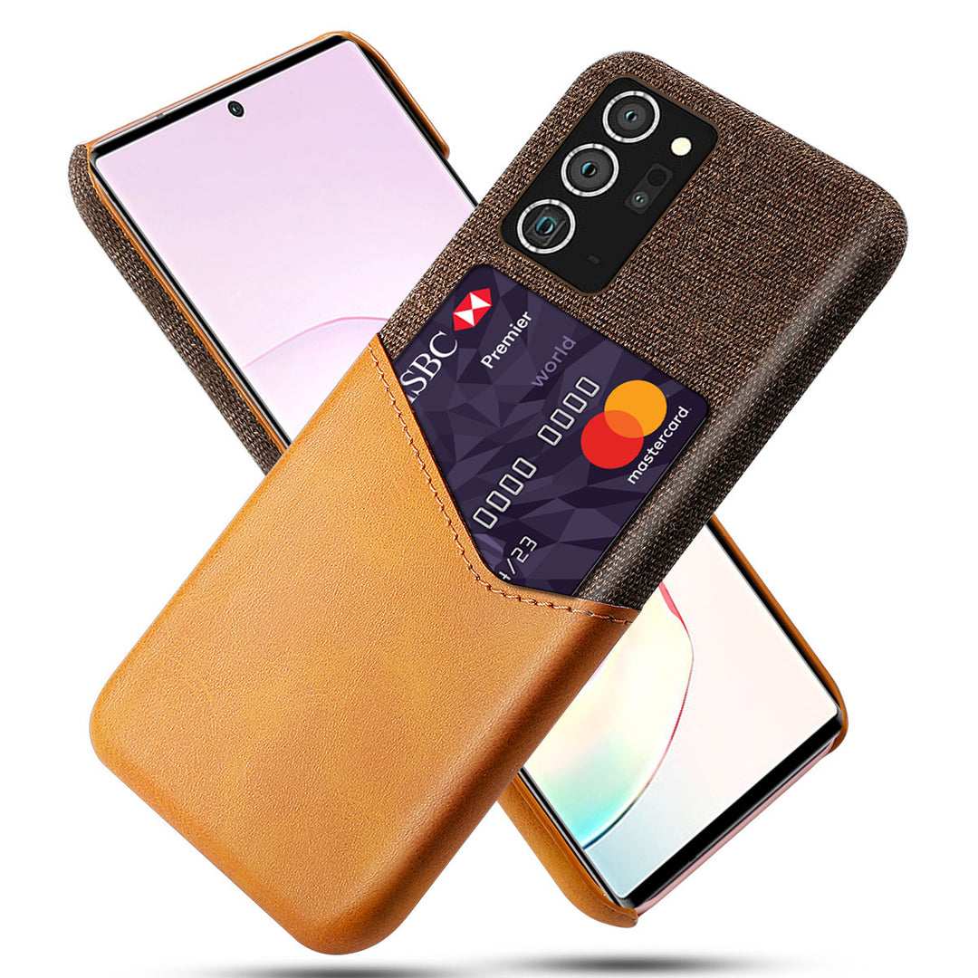 Patrón de tela de portada de teléfonos móviles Caja de cuero protector de tarjeta única