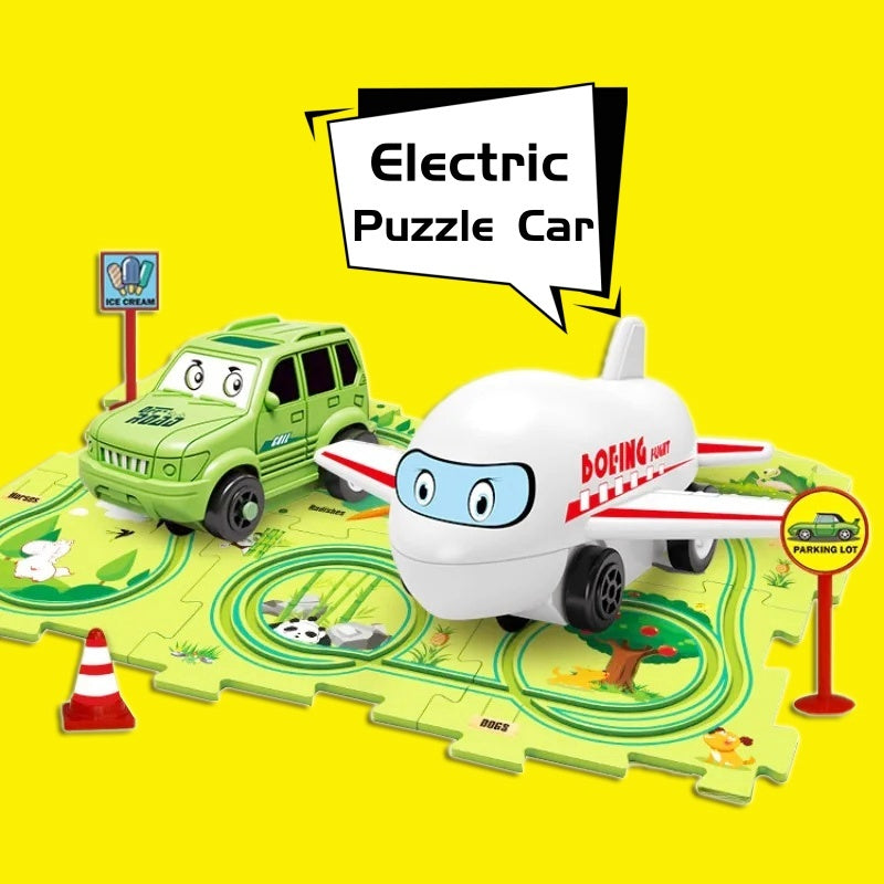 Çocuklar bulmaca elektrikli demiryolu hızlı diy montaj elektrikli araba otomatik demiryolu şehir sahne inşaat eğitim oyuncak hediye