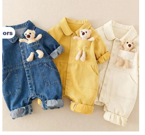 Baby knappe denim jumpsuit Spring Festival Western Style Baby Boy