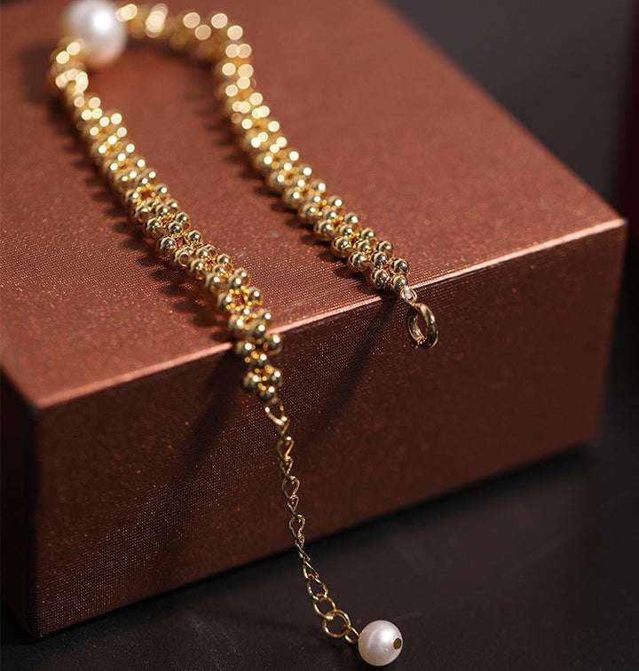 Bracelet de perles d'eau douce vintage à la main pour femmes