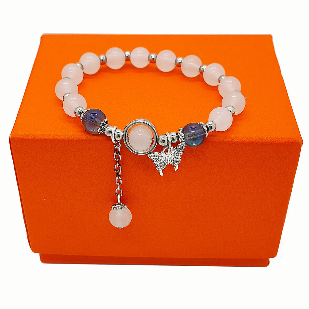 Butterfly Ball Bracelet Female Ins Special-interest Design Aquamarine Gray Moonlight