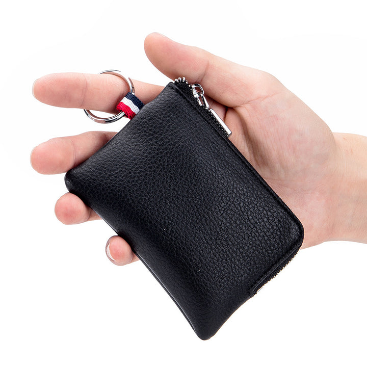 Herrmynt Purse European och American Leather Mini Wallet Soft Leather Zip Coin Driving License Key Case Card Holder Ultra-Thin