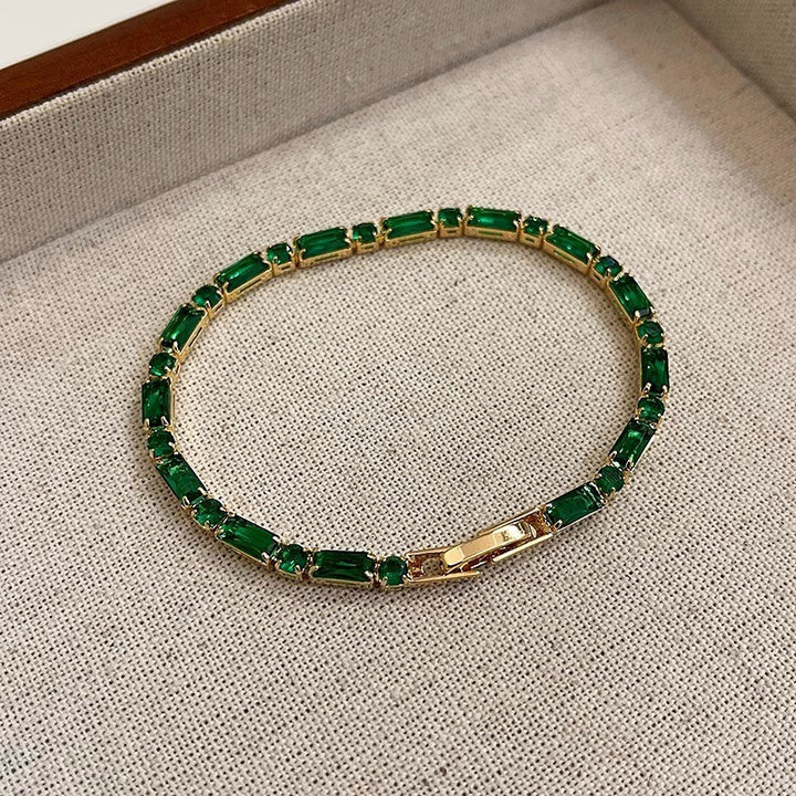 Kupfer -Mikro -Inlay -Vintage Emerald Zirkonarmband