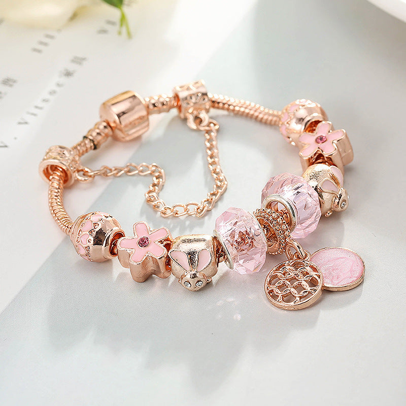 Bracelet en or rose géométrique de l'amour des femmes