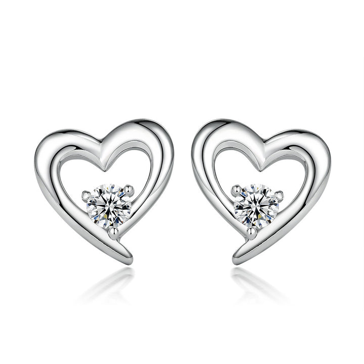 Női korona szív alakú cirkon 925 ezüst csap fülbevalók