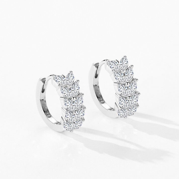 S925 Sterling Silver Diamond Leaf Shaped Earrings For Women