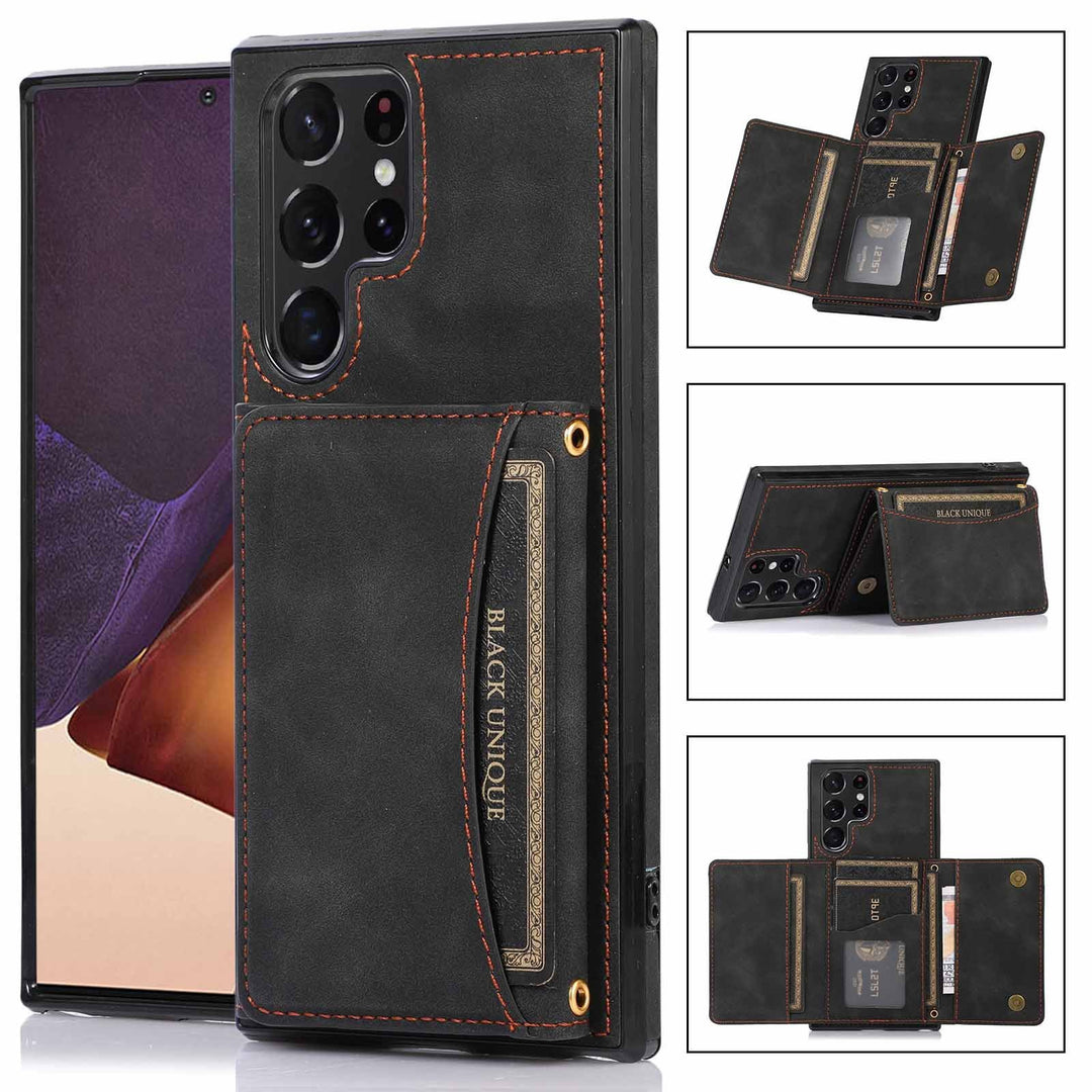 Three-Fold Wallet Card-inserting Leather Phone Case