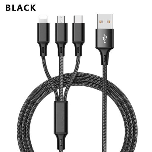 3 op 1 USB -kabel voor 'iPhone XS Max XR X 8 7 7 Laadlader Micro USB -kabel voor Android USB Typec mobiele telefoonkabels