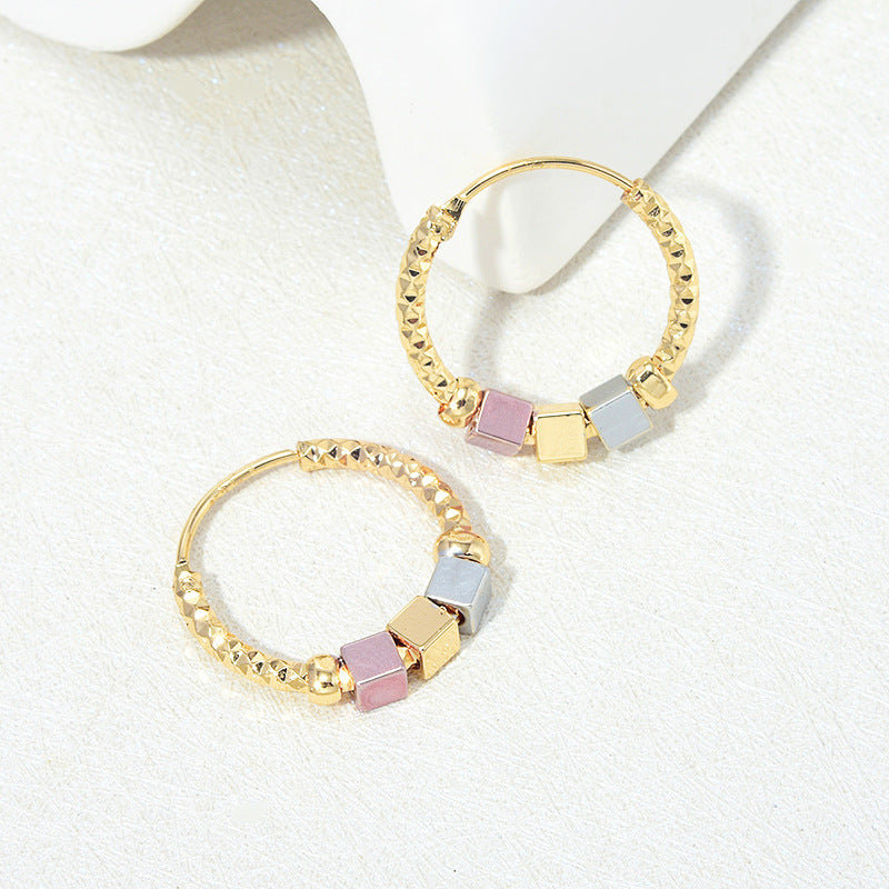 Hollow Rosette Earrings With Gold Contrast Hoops