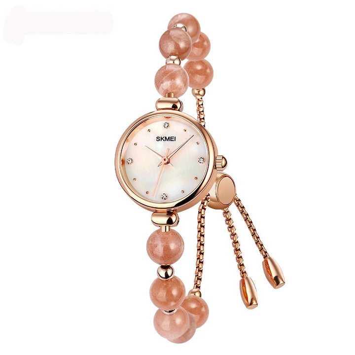 Mode All-Match Elegant Damen Quartz Watch Pearl Natursteingurt Armband Uhr