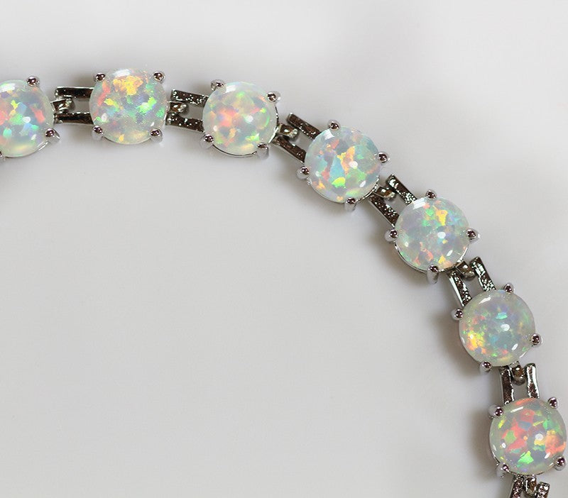 Bracelet d'opale ovale plaqué en argent bijoux pour femmes