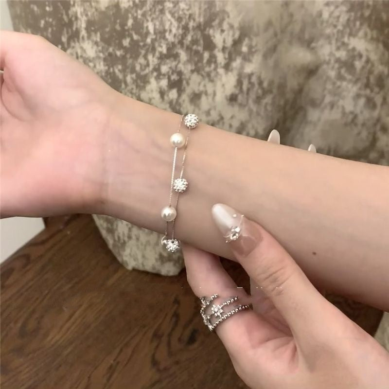 Doppelschicht Lucky Perlen Armband Perlen Französischer Stil