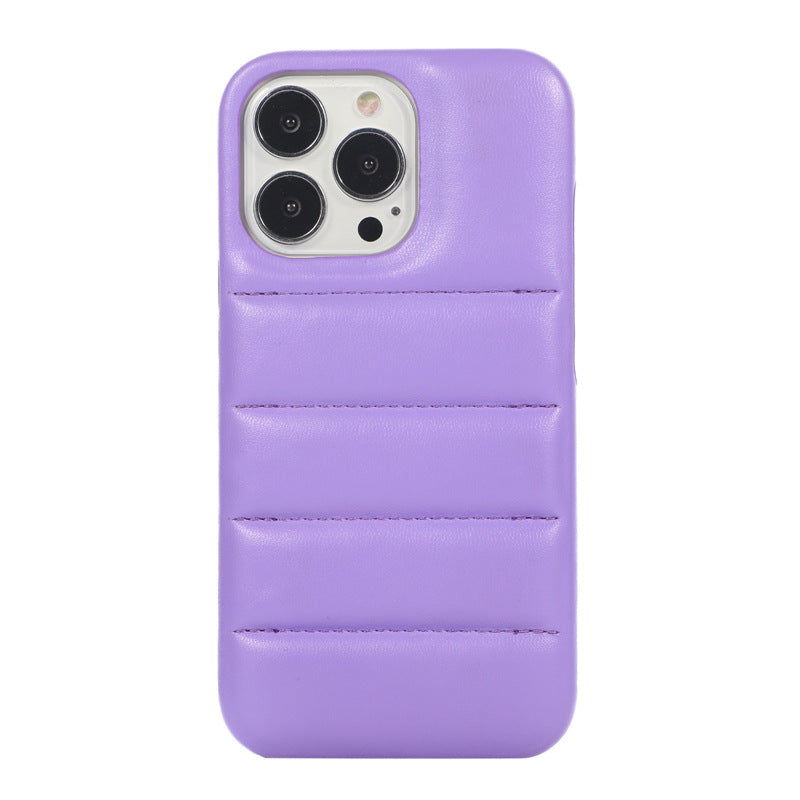 Instagram Leather Down Jacket Phone Case In Simple Solid Color