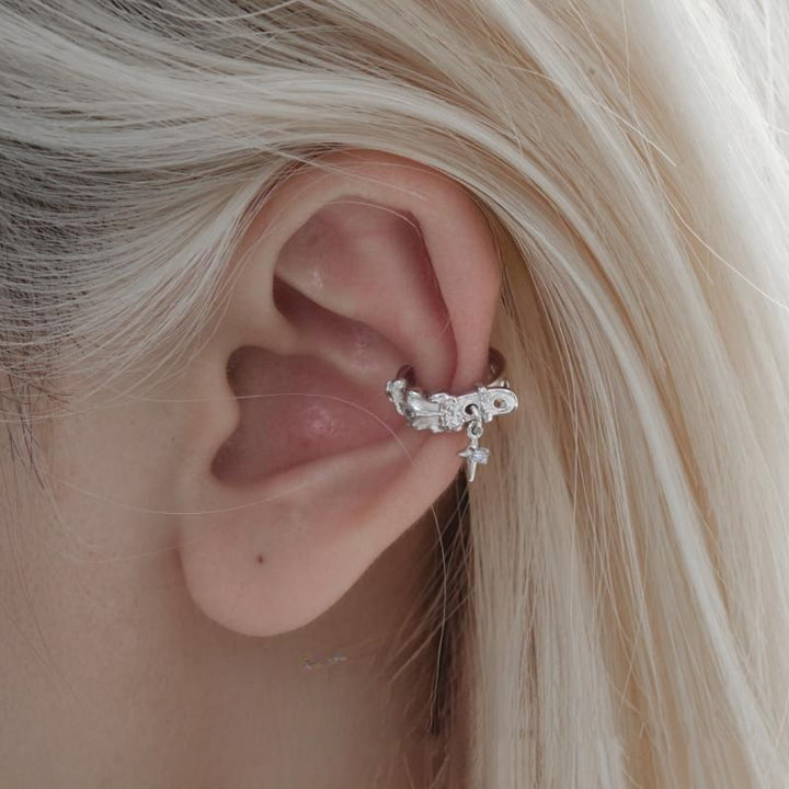 Cross Earrings Asymmetric Non-pierced Ear Bone Clip