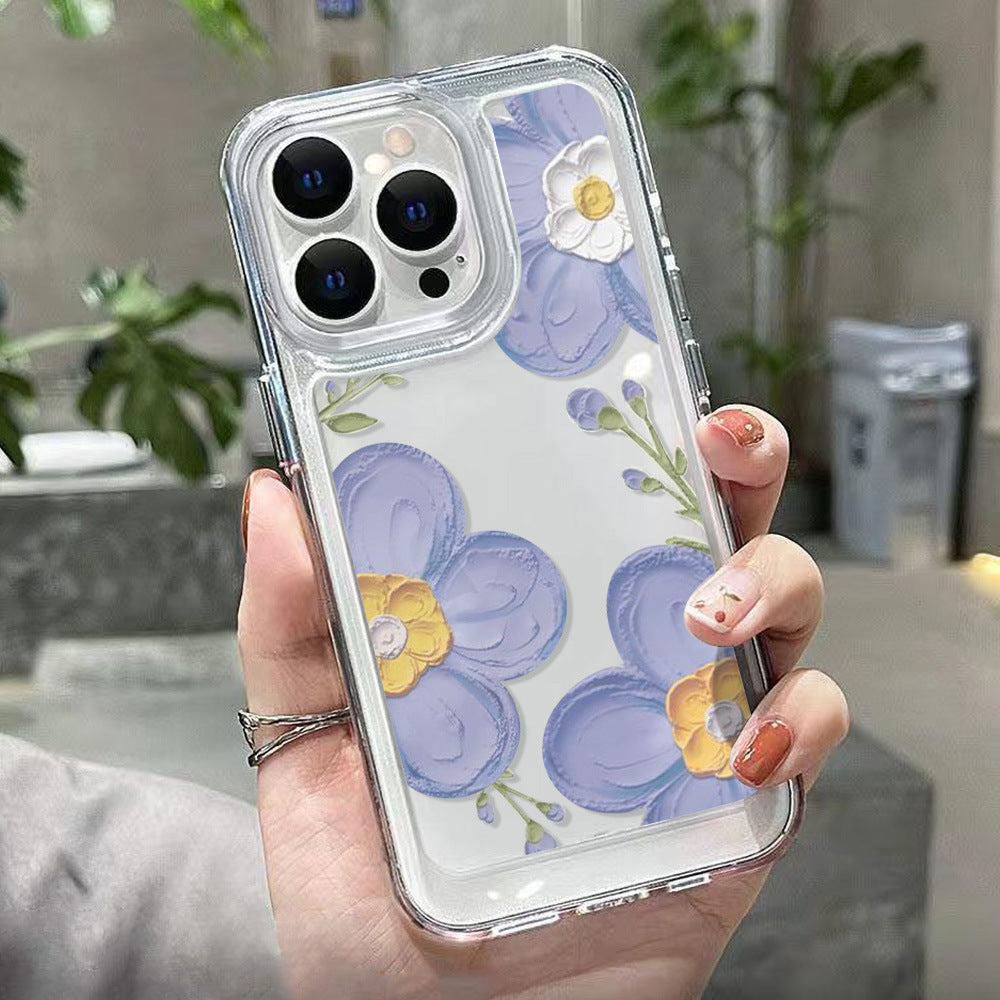 Carcasă de telefon transparentă cu flori antice