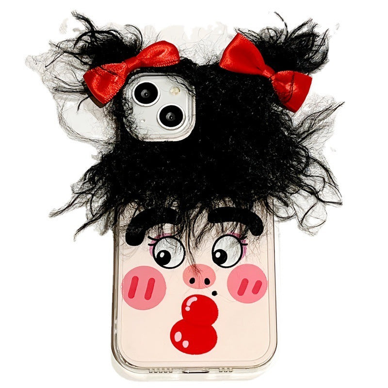 Funny Hair Phone Case Ausdruck Paar japanischer und südkoreanischer Stilschutzhülle