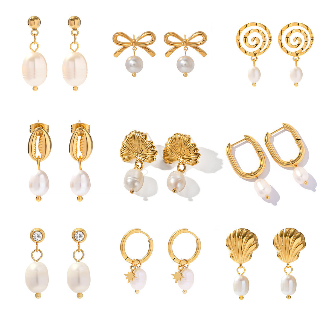 Boucles d'oreilles en or en acier inoxydable 18K